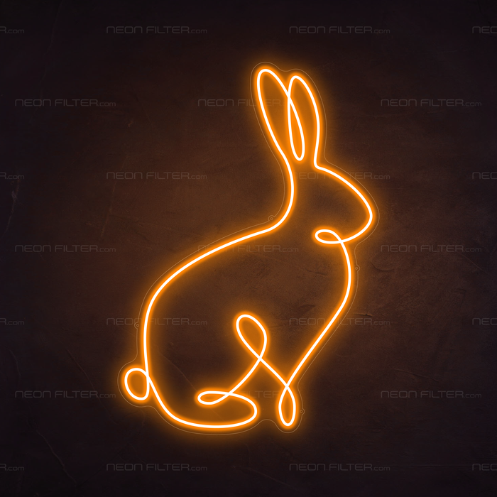 Bunny Neon Sign in Hey Pumpkin Orange