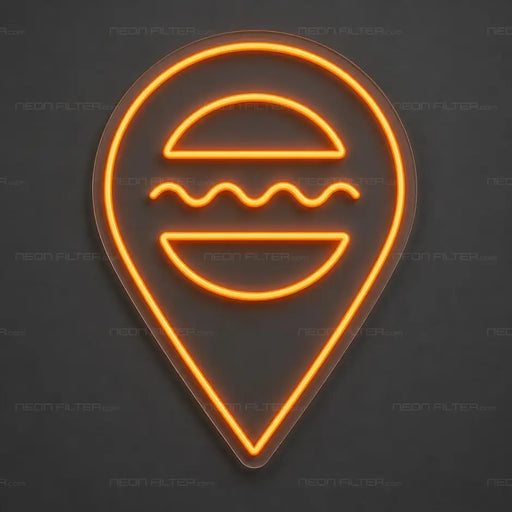 Burger Location Pin Neon Sign for Restaurant Decor - Neon Filter