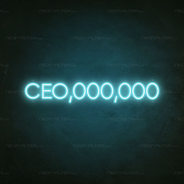 CEO,000,000 Neon Sign in Glacier Blue