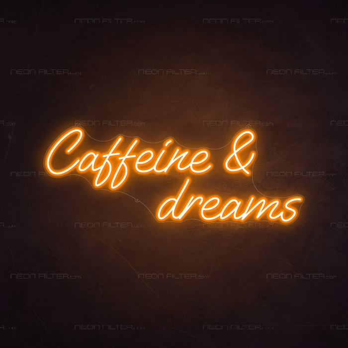 Caffeine & Dreams Neon Sign in Hey Pumpkin Orange