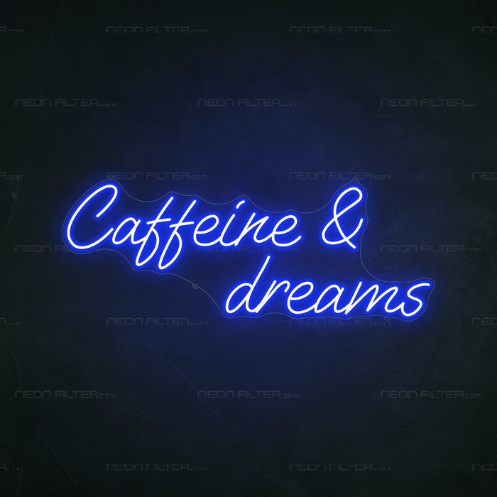 Caffeine & Dreams Neon Sign in Santorini Blue