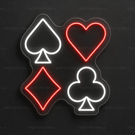 Card Suits Neon Sign for ManCave Decor - Neon Filter