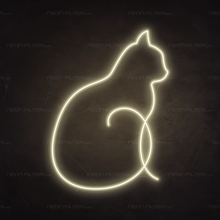 Cat Neon Sign in Cosy Warm White