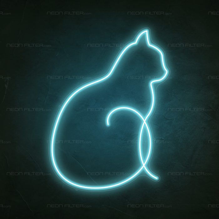 Cat Neon Sign in Glacier Blue