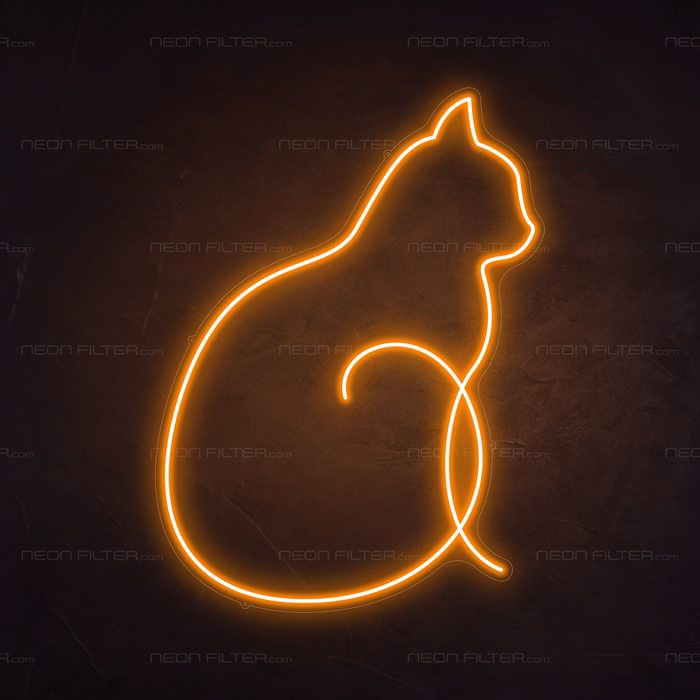 Cat Neon Sign in Hey Pumpkin Orange