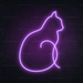 Cat Neon Sign in Hopeless Romantic Purple