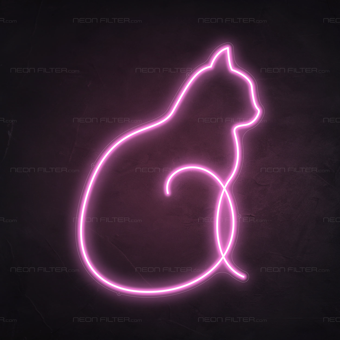 Cat Neon Sign in Pastel Pink