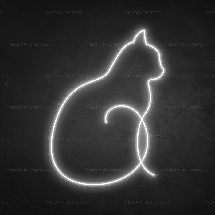 Cat Neon Sign in Snow White