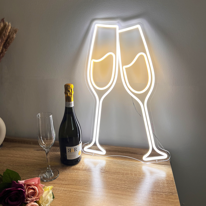 Champagne Glasses Neon Sign