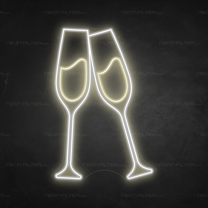 Champagne Glasses Neon Sign