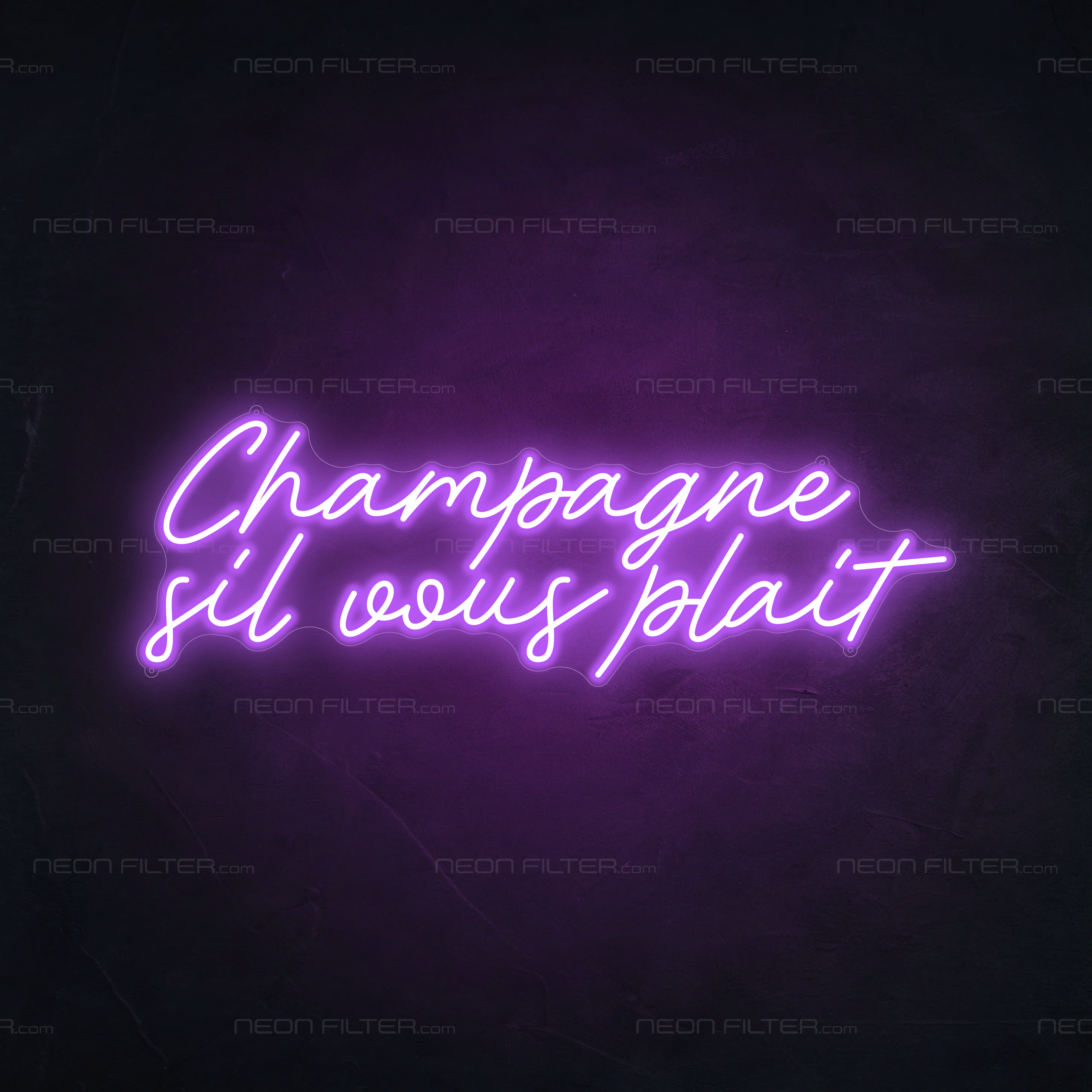 Champagne Sil Vous Plait Neon Sign in Hopeless Romantic Purple