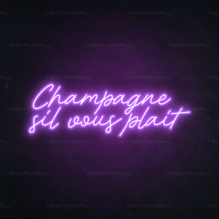 Champagne Sil Vous Plait Neon Sign in Hopeless Romantic Purple