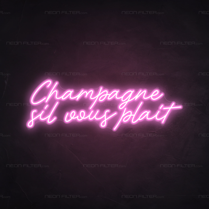 Champagne Sil Vous Plait Neon Sign in Pastel Pink