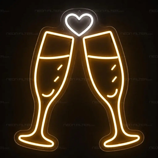 Champagne Glasses Neon Sign for Wedding Decor - Neon Filter