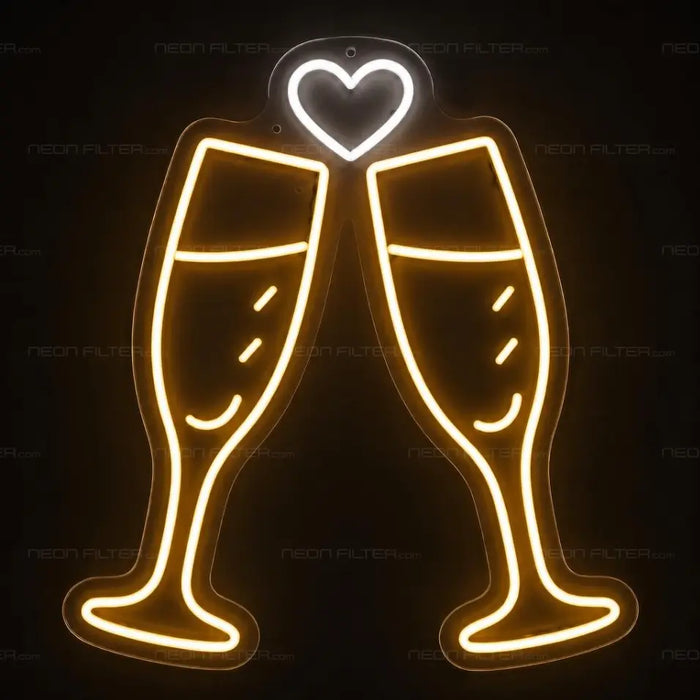 Champagne Glasses Neon Sign for Wedding Decor - Neon Filter