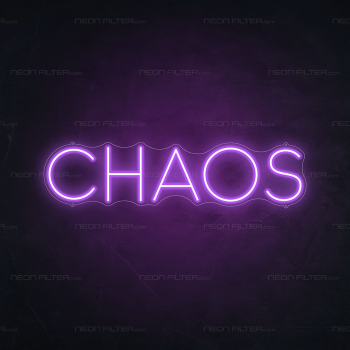 Chaos Neon Sign in Hopeless Romantic Purple