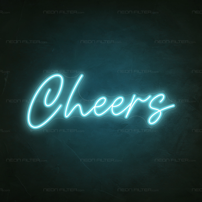 Cheers Neon Sign in Glacier Blue