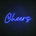 Cheers Neon Sign in Santorini Blue