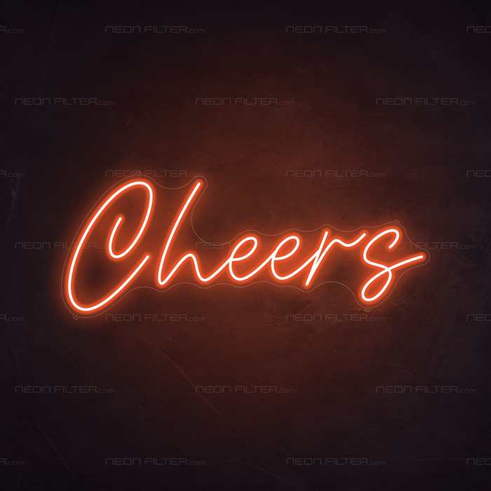 Cheers Neon Sign in Sunset Orange