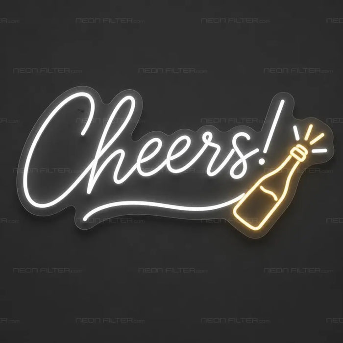Cheers Bottle Neon Sign for Wedding Decor - Neon Filter