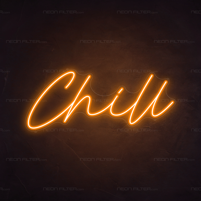 Chill Neon Sign in Hey Pumpkin Orange