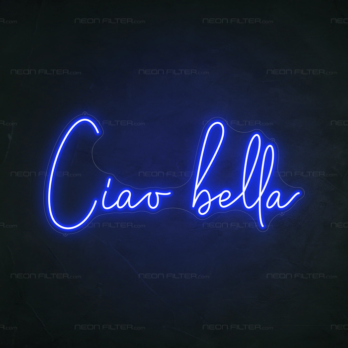 Ciao Bella Neon Sign in Santorini Blue