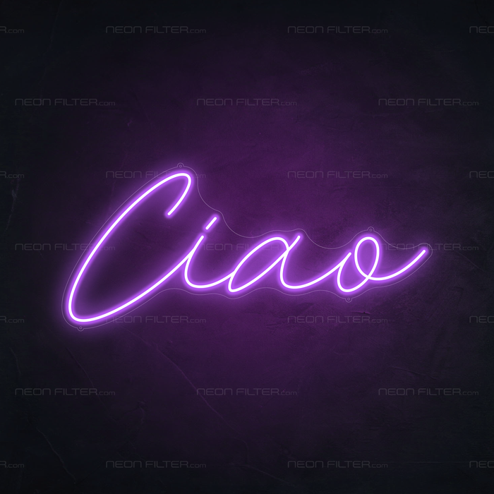 Ciao Neon Sign in Hopeless Romantic Purple