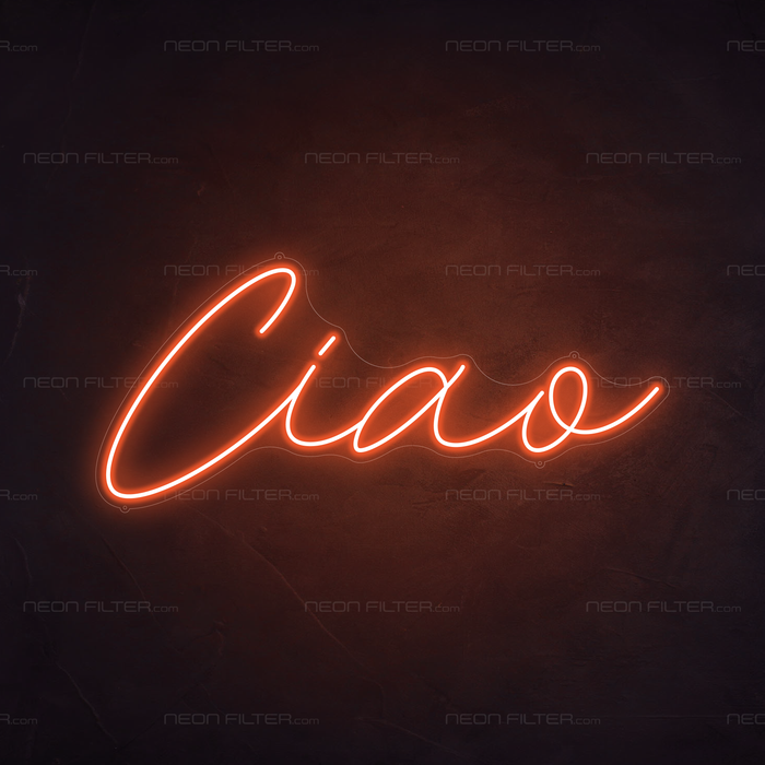 Ciao Neon Sign in Sunset Orange