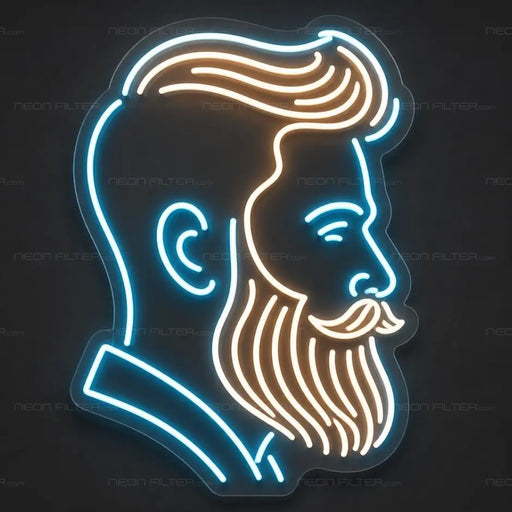 Classic Bearded Profile Neon Sign for BarberShop Decor - Neon Filter