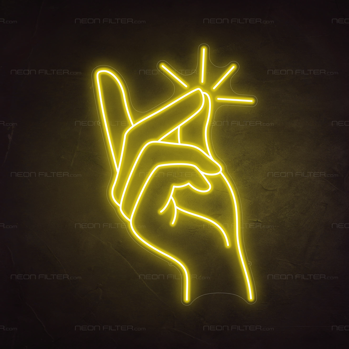 Clicking Finger Neon Sign in Paradise Yellow