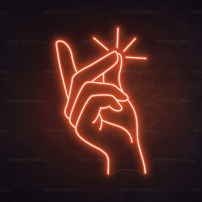 Clicking Finger Neon Sign in Sunset Orange