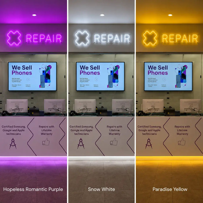 colour guide the retail shop neon signs