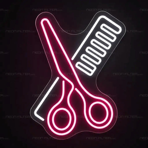 Comb and Scissors Neon Sign for BeautySalon Decor - Neon Filter