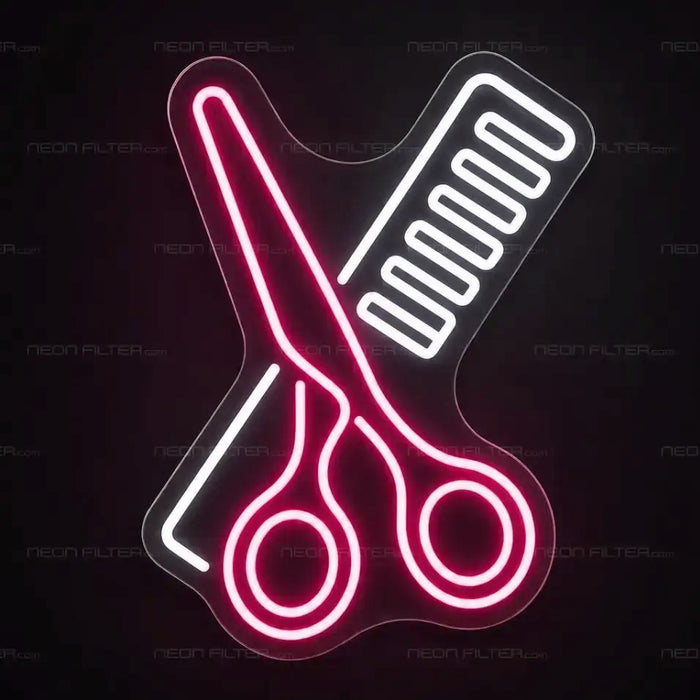 Comb and Scissors Neon Sign for BeautySalon Decor - Neon Filter