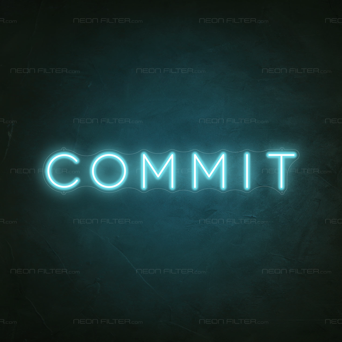 Commit Neon Sign in Glacier Blue