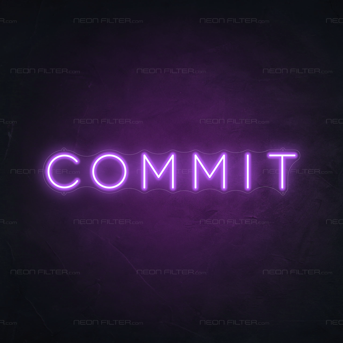 Commit Neon Sign in Hopeless Romantic Purple