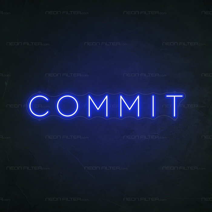 Commit Neon Sign in Santorini Blue