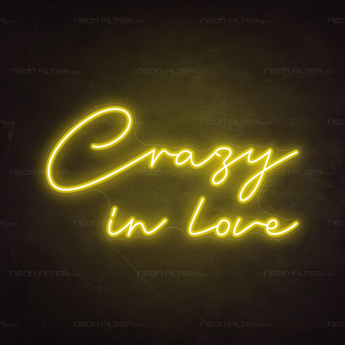 Crazy In Love Neon Sign in  Paradise Yellow