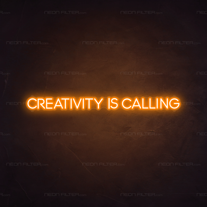 Creativity Is Calling Neon Sign in Hey Pumpkin Orange