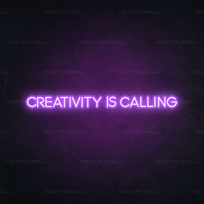 Creativity Is Calling Neon Sign in Hopeless Romantic Purple