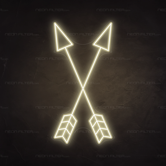 Crossed Arrows Neon Sign in Cosy Warm White