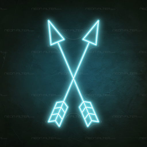 Crossed Arrows Neon Sign in Glacier blue