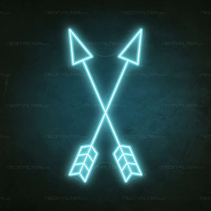 Crossed Arrows Neon Sign in Glacier blue