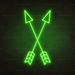 Crossed Arrows Neon Sign in Glow Up Green