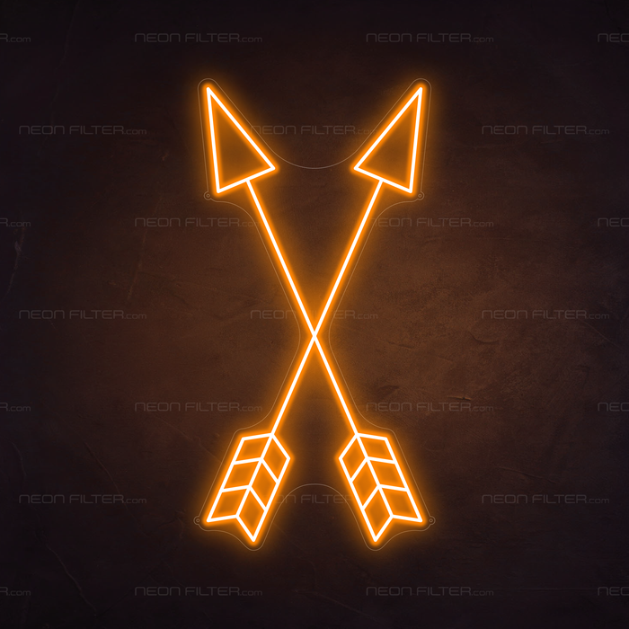 Crossed Arrows Neon Sign in Hey Pumpkin Orange