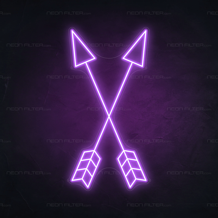 Crossed Arrows Neon Sign in Hopeless Romantic Purple