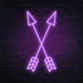 Crossed Arrows Neon Sign in Hopeless Romantic Purple