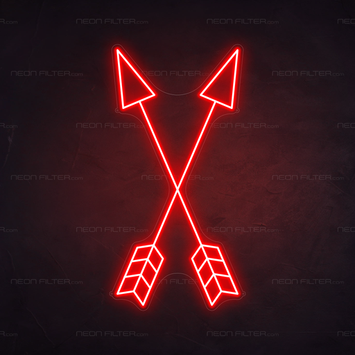 Crossed Arrows Neon Sign in Hot Mama Red