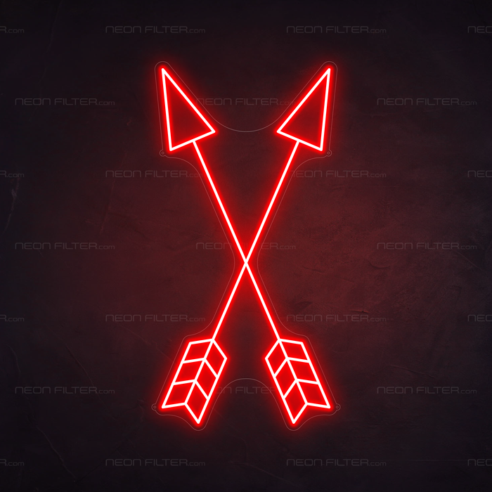 Crossed Arrows Neon Sign in Hot Mama Red