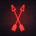 Crossed Arrows Neon Sign in Hot Mama Red